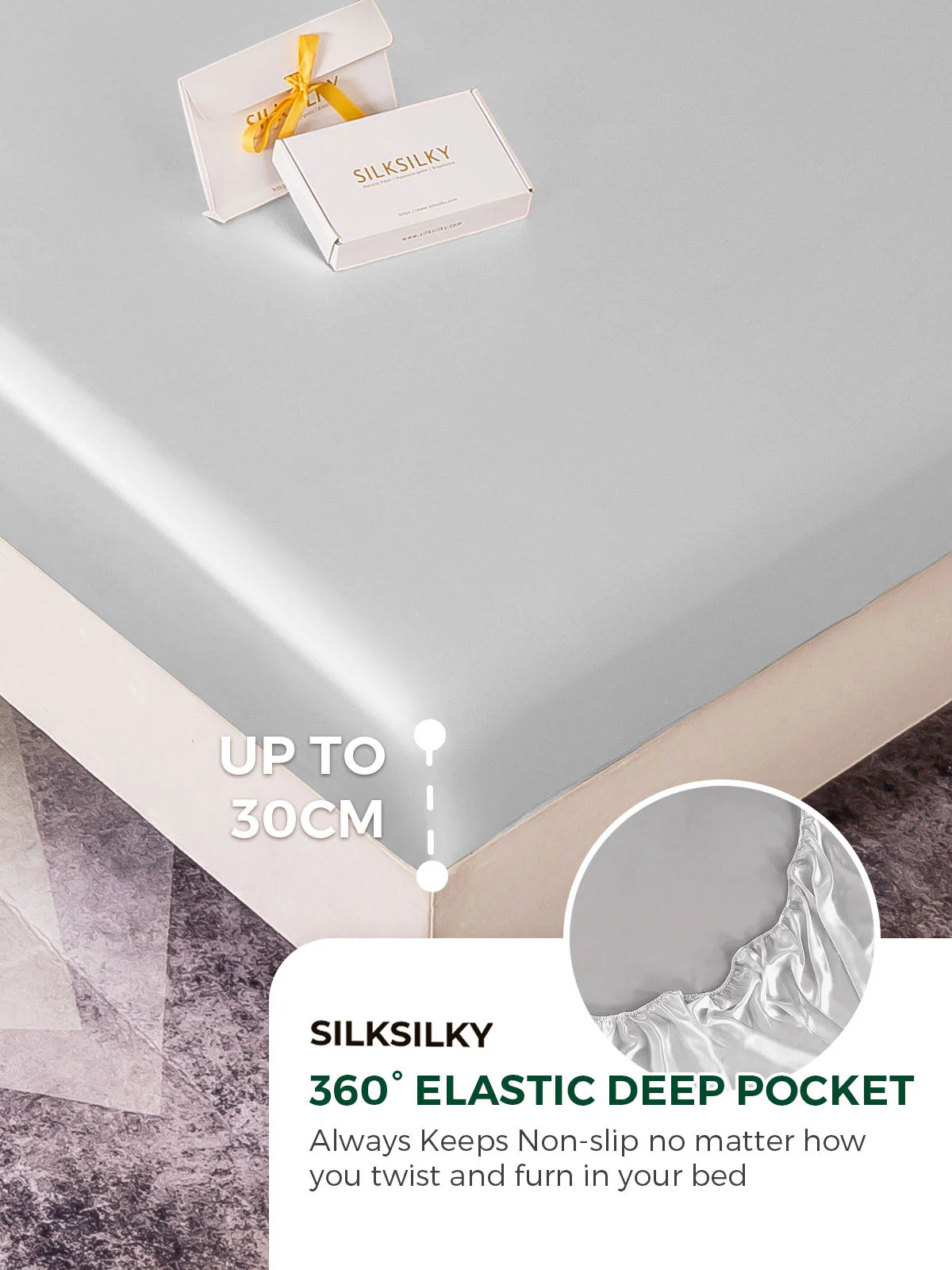 19Momme Mulberry Silk Seamless Fitted Sheet - Image 42