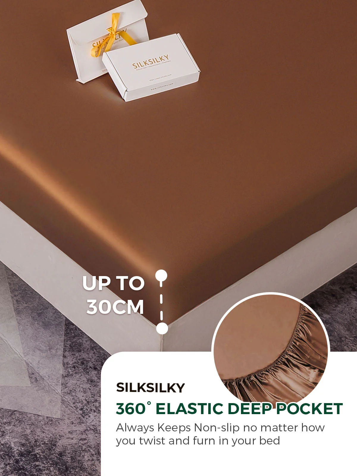 19Momme Mulberry Silk Seamless Fitted Sheet - Image 54