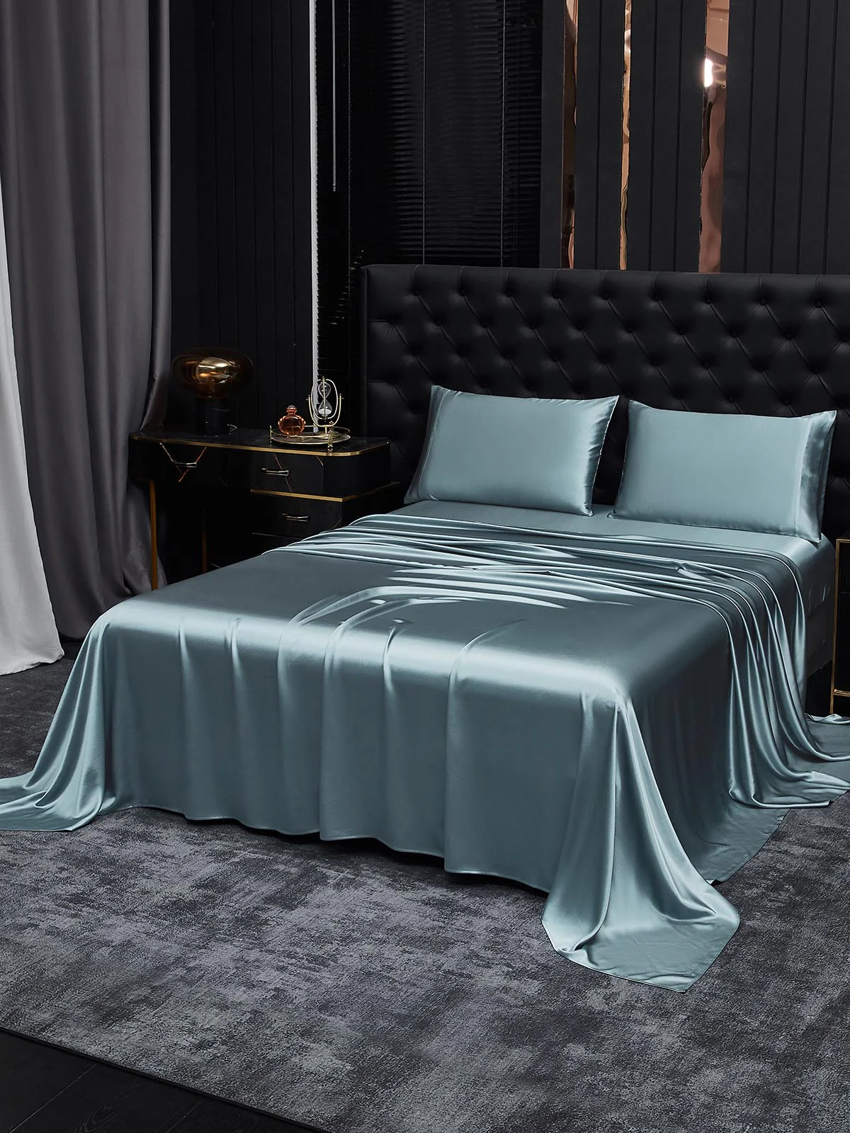 19Momme 4Pcs Silk Set Fitted&Flat Sheets+2x Pillowcases - Image 105