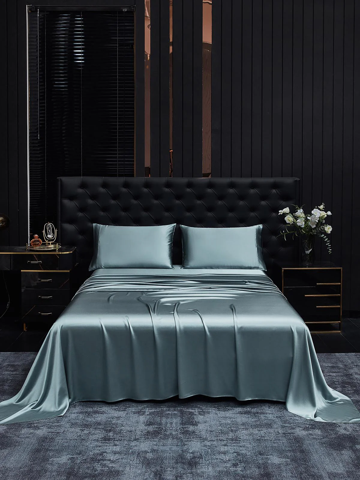 19Momme 4Pcs Silk Set Fitted&Flat Sheets+2x Pillowcases - Image 106