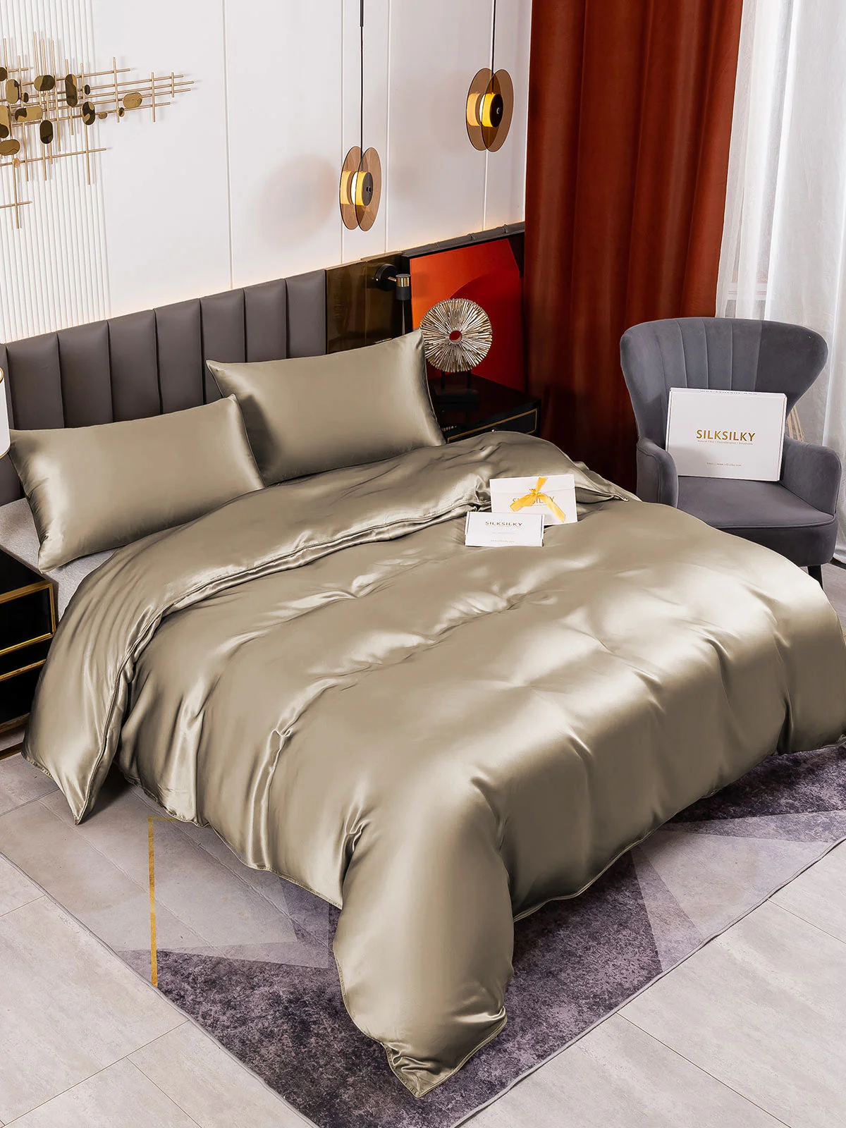 19Momme 3Pcs Silk Set Duvet Cover+2x Pillowcases - Image 45