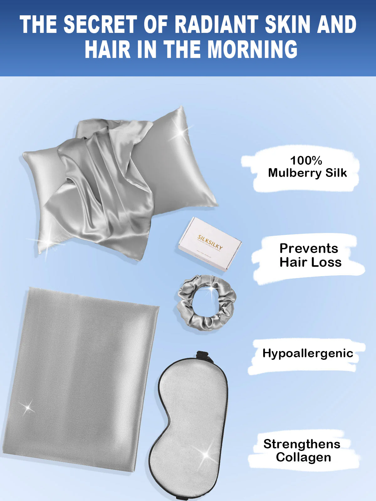 19Momme Silk Skin-Friendly Beauty Sleep Set (Hidden Zipper Pillowcase) - Image 33