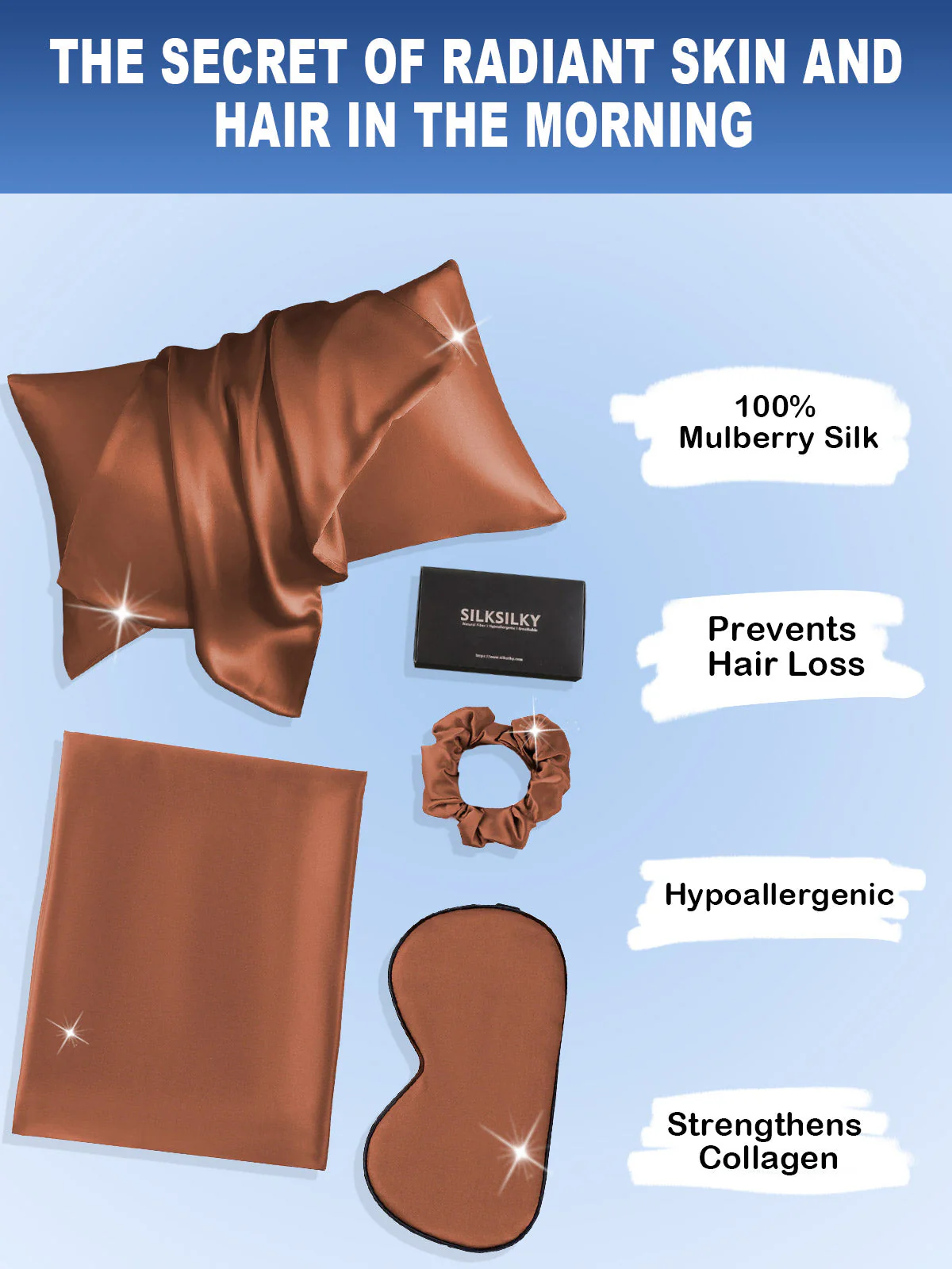 19Momme Silk Skin-Friendly Beauty Sleep Set (Hidden Zipper Pillowcase) - Image 43