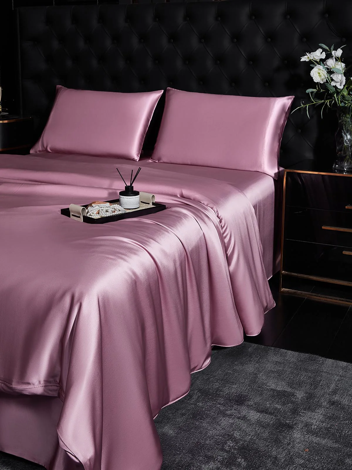 19Momme 4Pcs Silk Set Duvet Cover+Fitted Sheet+2x Pillowcases - Image 106