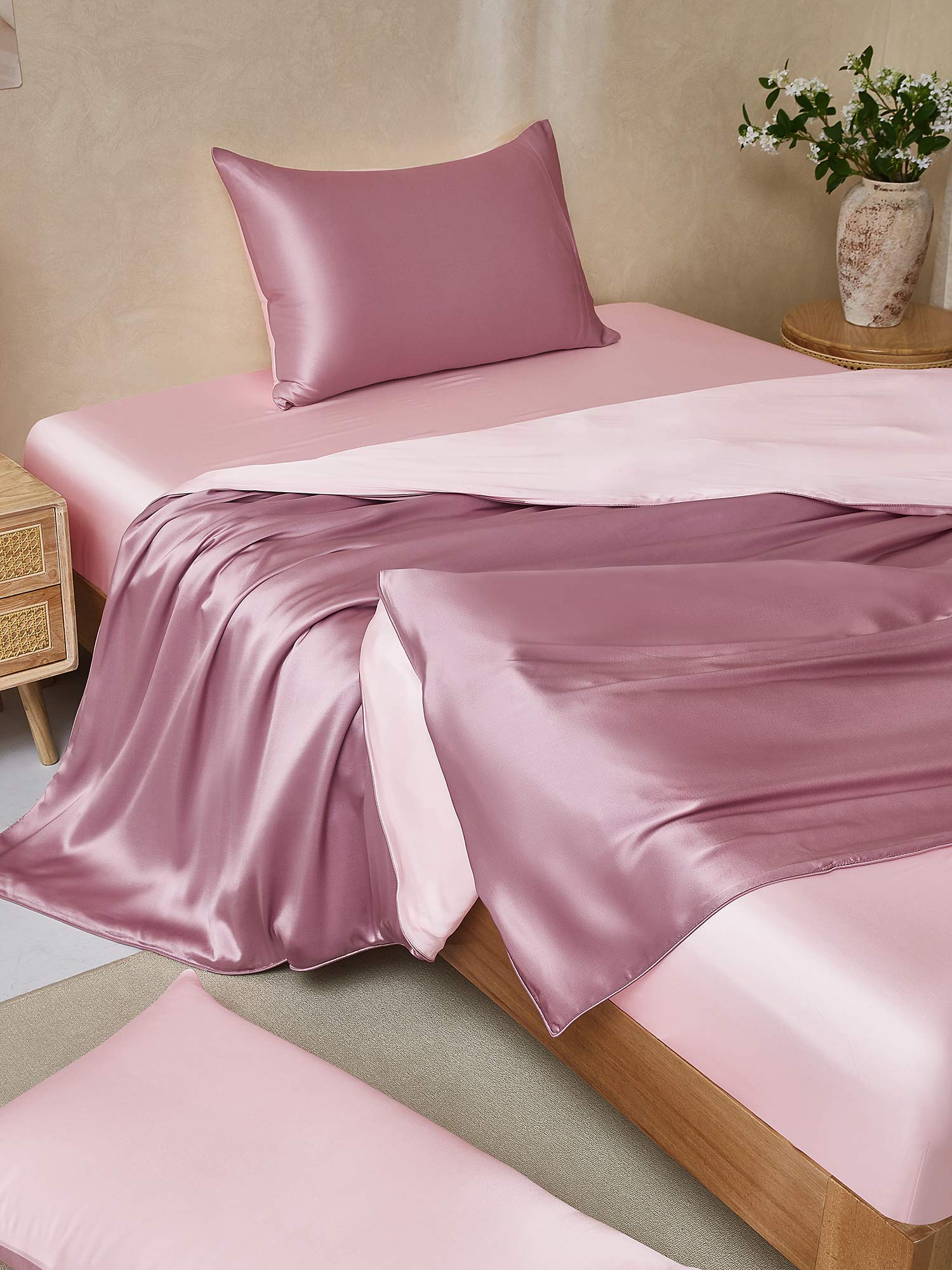 19Momme 4Pcs Silk Set Duvet Cover+Fitted Sheet+2x Pillowcases - Image 125