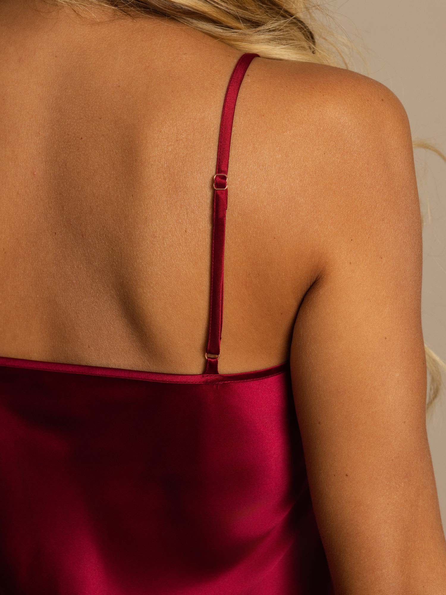 Pure Silk Spaghetti Strap V-neck Short Nightdress - Image 25
